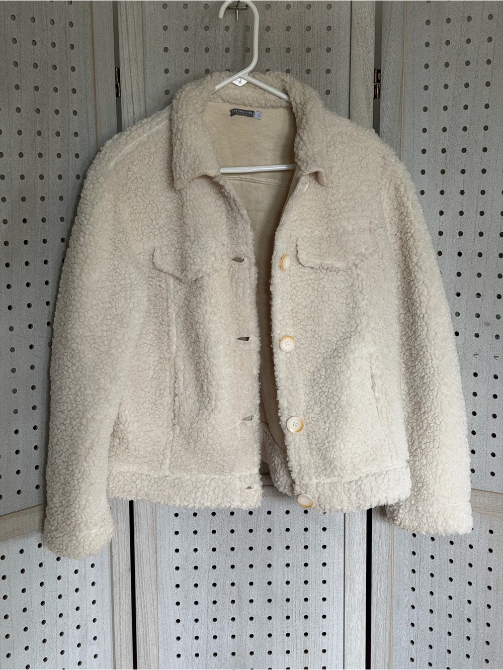 EARTHBOUND Cream Teddy Sherpa Button Jacket